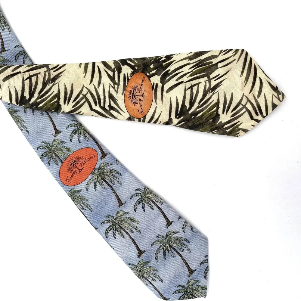 VTG Tommy Bahama 100% Silk Made in USA Hawaii Aloha Print Tie Set of 2